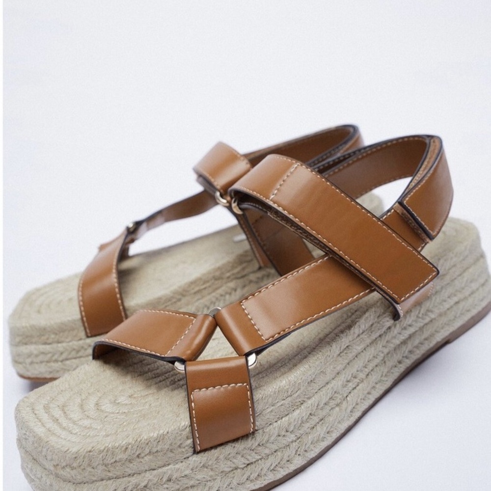 Zara Tan Espadrille Platform Sandals